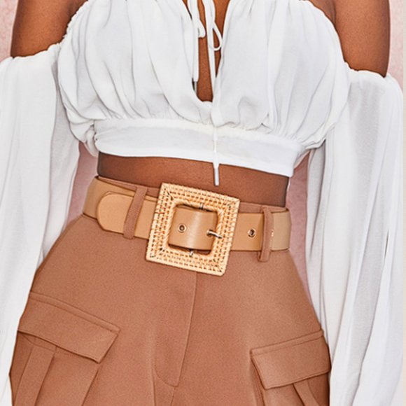 House of CB 'Fauna' Tan + White Rattan Belt - Picture 3 of 8